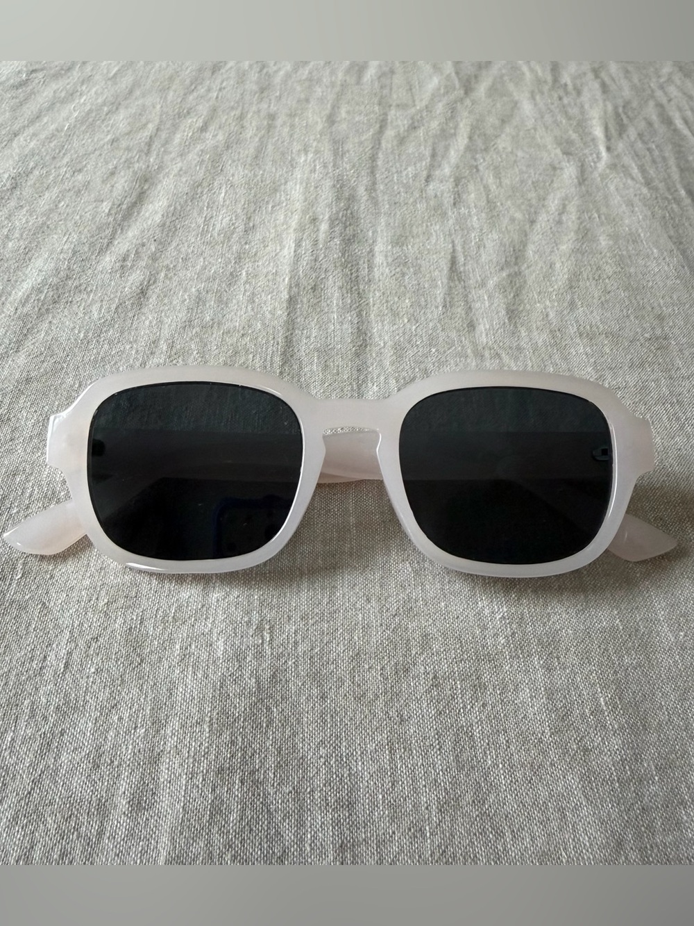 Cotton On Frosted White Square Sunglasses with Black Lenses